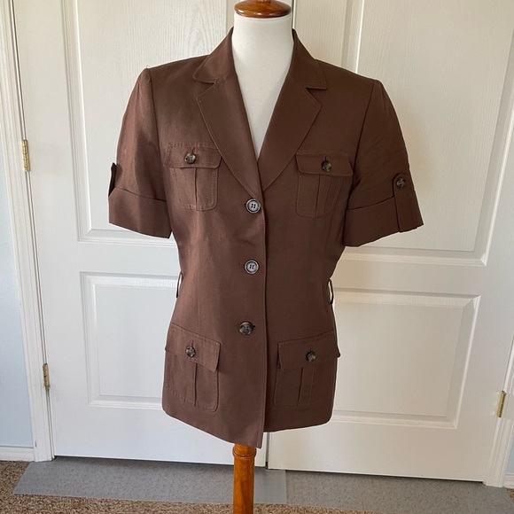 Vintage Tahari Linen-blend Utility Belted Blazer - Picture 3 of 6